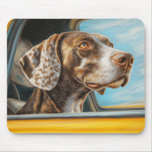 Tapis De Souris Chien tacheté sur une voiture Aventure Art Imprime