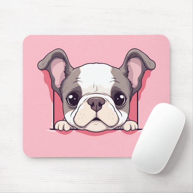Tapis De Souris Chien-taureau de Cute Peeking (Avec souris)