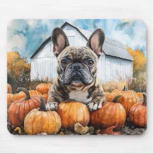 Tapis De Souris Chien-taureau français dans le Patch Citrouille