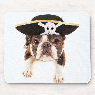 Tapis De Souris Chien Terrier De Boston Habillé Comme Un Pirate