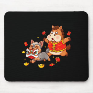 Tapis De Souris Chien Terrier Yorkshire Cheval Chinois Hommes Femm