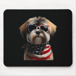 Tapis De Souris Chien Tibétain 4 juillet Américain Indépendant
