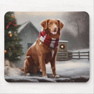 Tapis De Souris Chien Tollers de Nouvelle-Écosse dans la neige de 