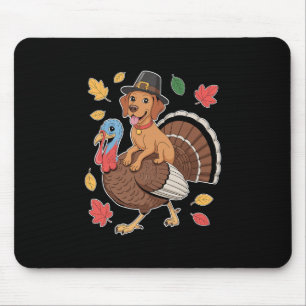 Tapis De Souris Chien Vizsla Pèlerin Mignon Chevauchant Dinde Femm
