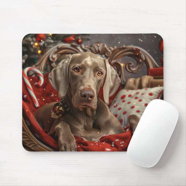 Tapis De Souris Chien Weimaraner Noël Fête (Avec souris)