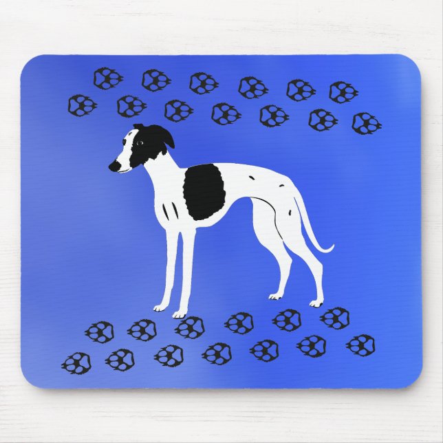 Tapis De Souris Chien Whippet noir et blanc (Devant)