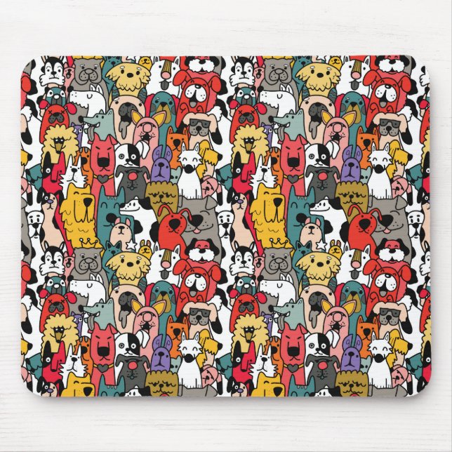Tapis De Souris Chiens colorés amusants (Devant)