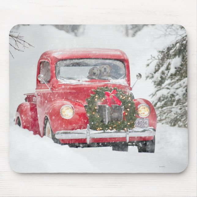 Tapis De Souris Chiens dans un camion (Devant)