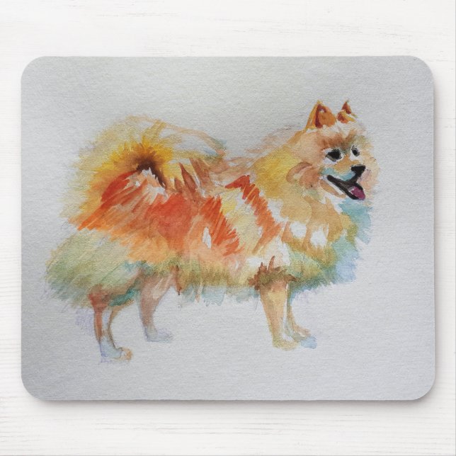 Tapis De Souris Chiens d'aquarelle allemands Spitz Pomeranian (Devant)