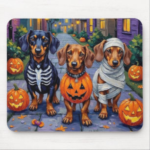 Tapis De Souris Chiens de Dachshund Trick-or-Treating en Halloween