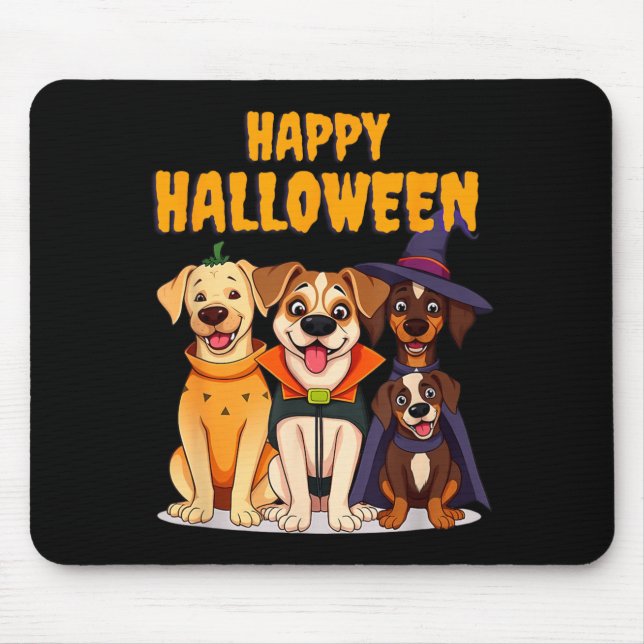 Tapis De Souris Chiens de Halloween mignons drôles - Design unique (Devant)