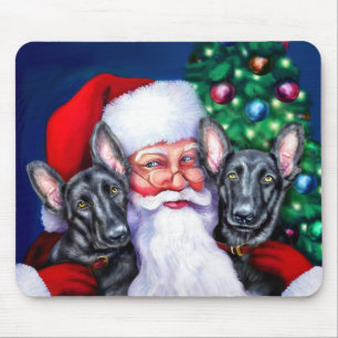 Tapis De Souris Chiens de moutons noirs allemands père Noël