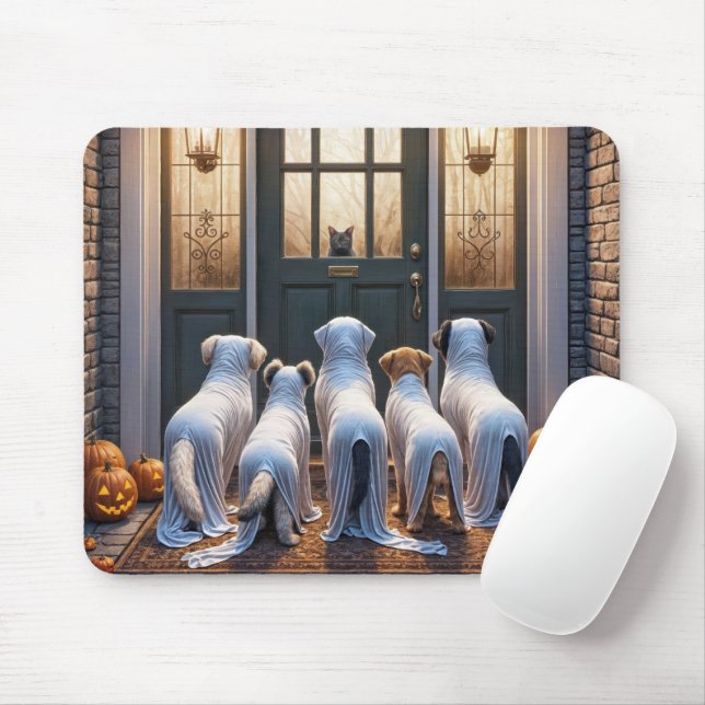 Tapis De Souris Chiens fantômes d'Halloween (Avec souris)