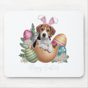 Tapis De Souris Chiens Floraux Jour de Pâques Mignonne Chien Beagl