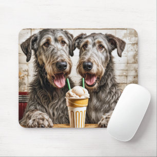 Tapis De Souris Chiens Irlandais Wolfhound Avec Soda À La Crème De