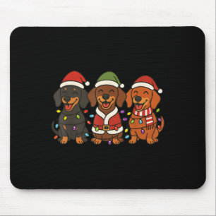 Tapis De Souris Chiens mignons Dachshund Lumières Noël Père Noël H
