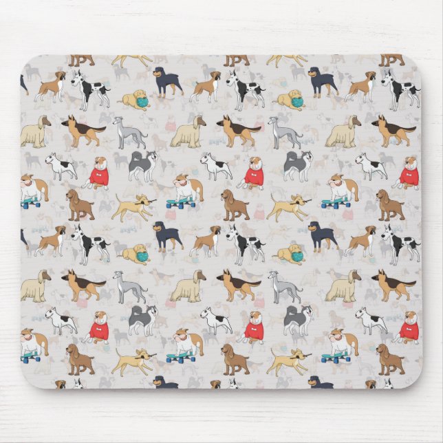Tapis De Souris Chiens mignons Design Motif Blanc (Devant)