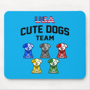 Tapis De Souris Chiens Mignons Drôles Équipe De Chiots Usa