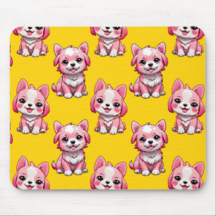 Tapis De Souris Chiens roses mignons - Jaune