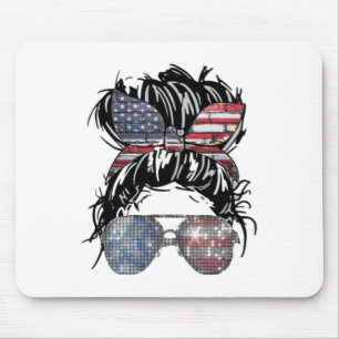 Tapis De Souris Chignon Méssy Drapeau Américain Gles 4 Juillet Pat