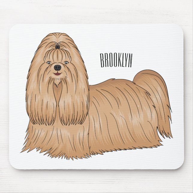 Tapis De Souris Chih tzu long cheveux dessin de chien (Devant)