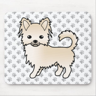 Tapis De Souris Chihuahua à poil long crème Chien de dessin animé