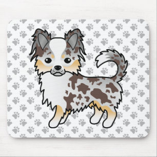 Tapis De Souris Chihuahua au pelage long merle chocolat et pattes