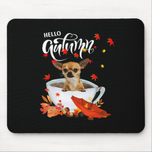 Tapis De Souris Chihuahua Automne Chien Et Café Automne Jeu De Grâ