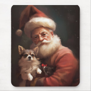 Tapis De Souris Chihuahua avec Noël Festif du Père Noël