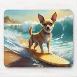 Tapis De Souris Chihuahua Beach Surf Peinture