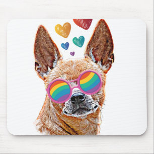 Tapis De Souris Chihuahua Chien avec coeurs Jeté de la Saint-Valen