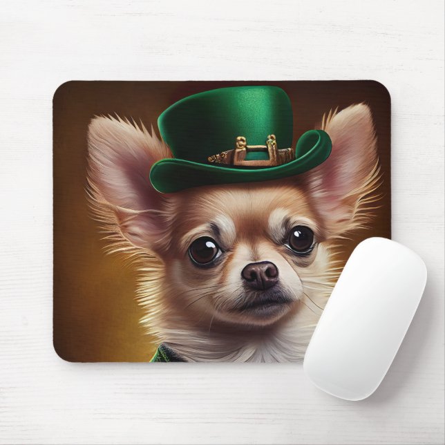 Tapis De Souris Chihuahua Chien en robe de la Saint Patrick (Avec souris)