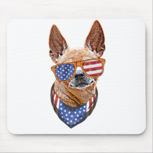 Tapis De Souris Chihuahua Chien USA Indépendance américaine 4 juil