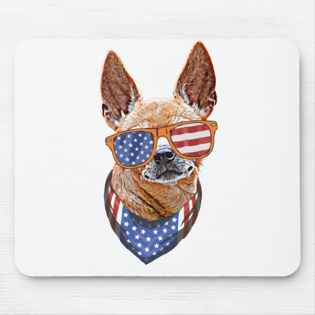 Tapis De Souris Chihuahua Chien USA Indépendance américaine 4 juil (Devant)