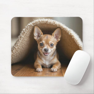 Tapis De Souris Chihuahua Chig sous un tapis beige