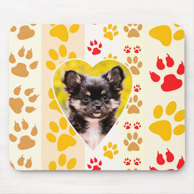 Tapis De Souris Chihuahua Chiot Chien Coeur Empreintes de pattes M (Devant)