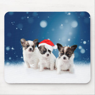 Tapis De Souris Chihuahua Chiuppies mignonnes avec Noël du Père No