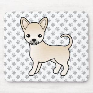 Tapis De Souris Chihuahua de dessin animé à poil lisse crème et pa