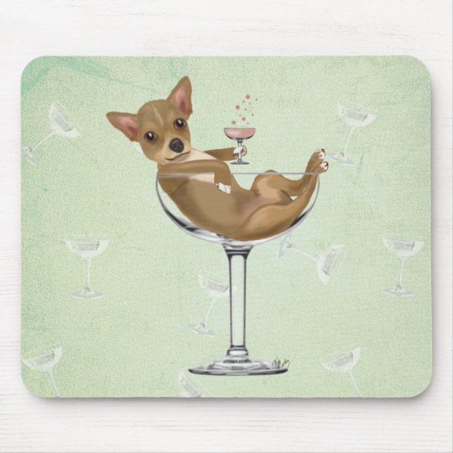 Tapis De Souris Chihuahua en verre de cocktail (Devant)