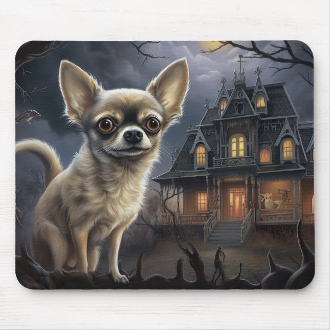 Tapis De Souris chihuahua Halloween Épouvantable (Devant)