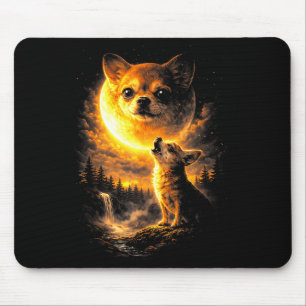 Tapis De Souris Chihuahua hurlant à la lune chien drôle vintage 90