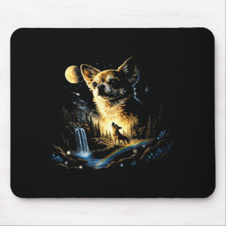 Tapis De Souris Chihuahua hurlant à la lune vintage drôle