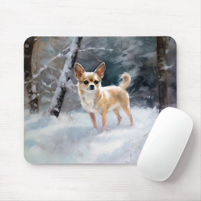 Tapis De Souris Chihuahua Laisser neiger Noël (Avec souris)