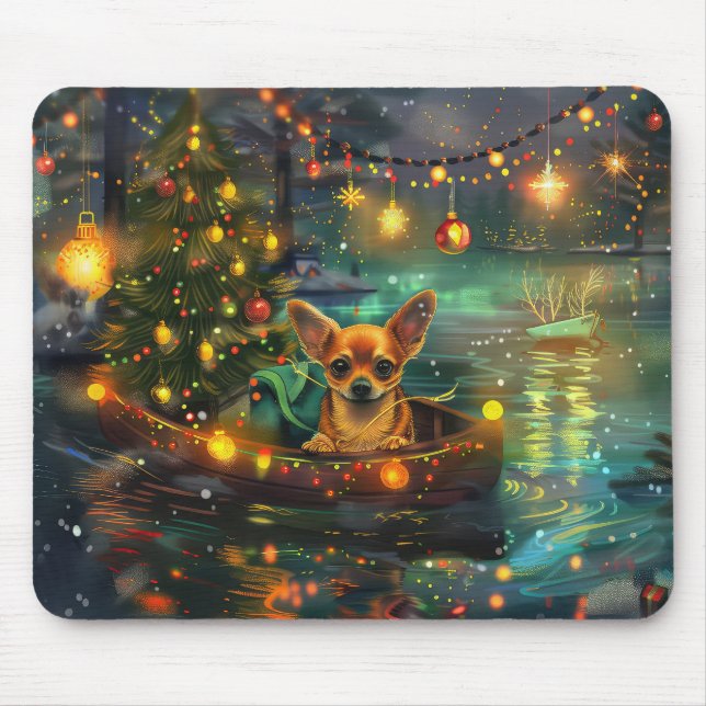 Tapis De Souris Chihuahua Noël Festive Voyage (Devant)