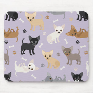 Tapis De Souris Chihuahua Os et pattes violet
