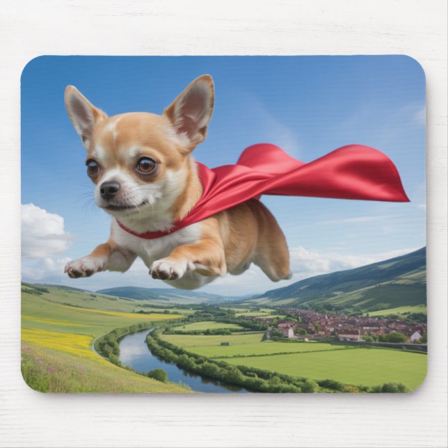 Tapis de souris Chihuahua Super-héros (Devant)