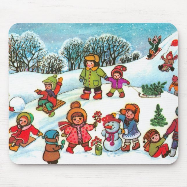 Tapis De Souris Children playing in the snow (Devant)