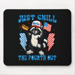 Tapis De Souris Chill The Quatrième Out Funny Racoon 4 juillet Par