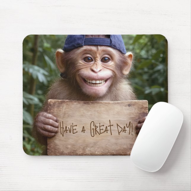 Tapis De Souris Chimpanzé avec un panneau en bois (Avec souris)