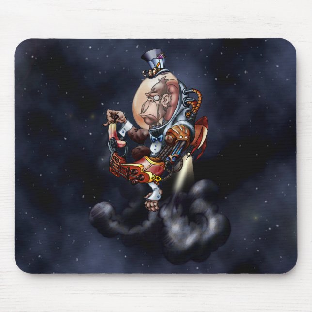 Tapis De Souris Chimpanzé de l'espace de Steampunk (Devant)